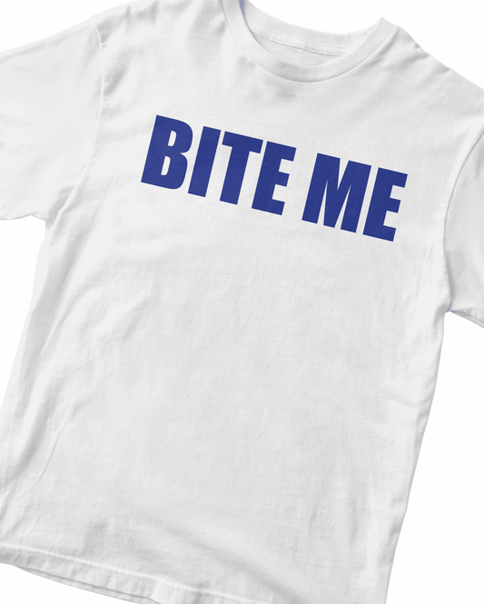 BITE ME WHITE BABY TEE