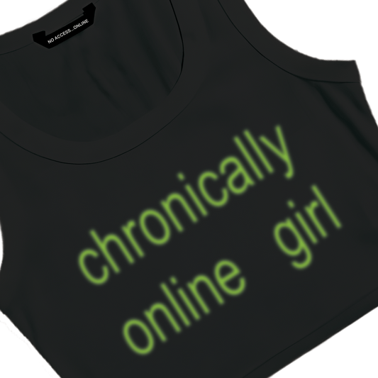CHRONICALLY ONLINE GIRL BLACK TINY TANK