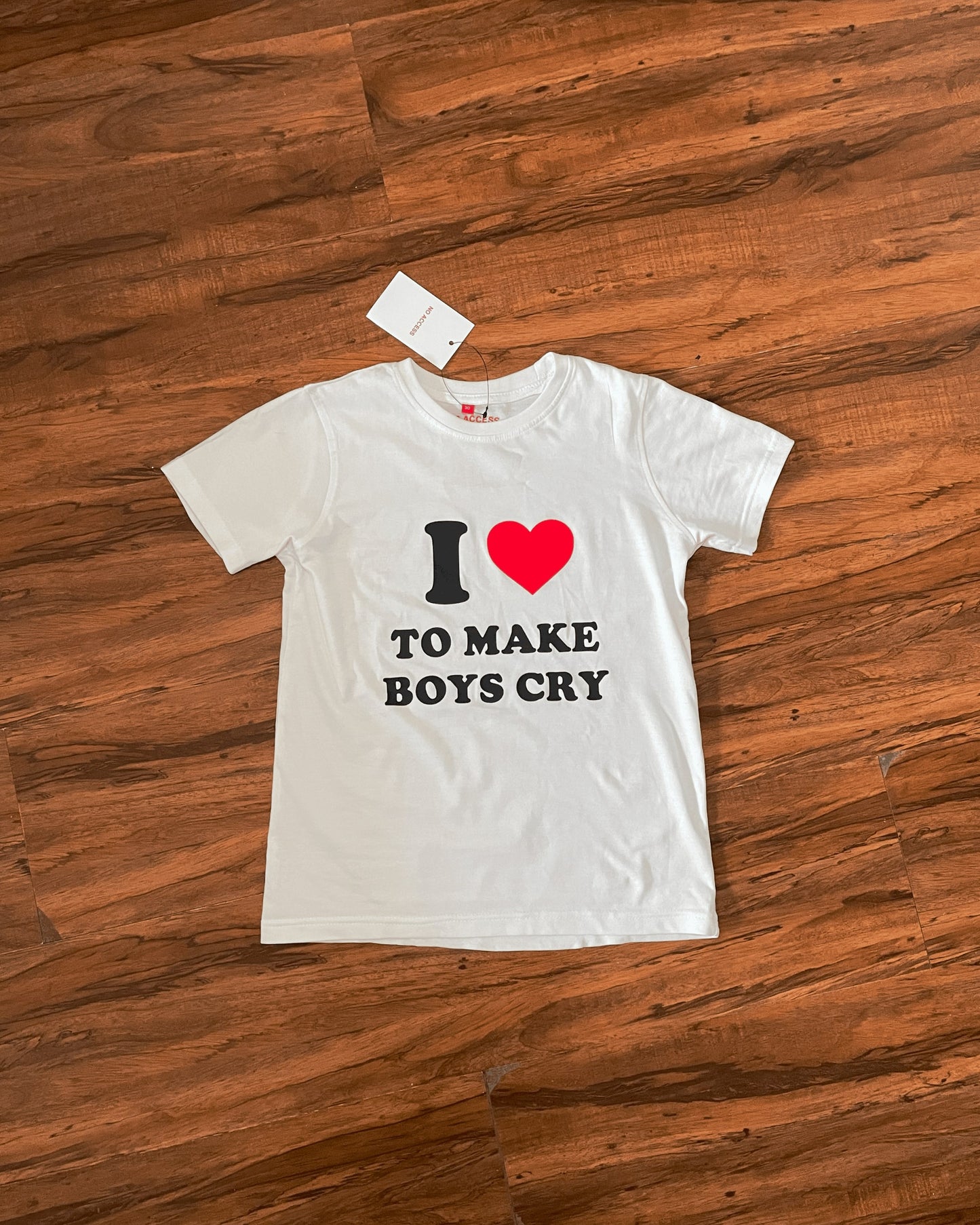 I LOVE TO MAKE BOYS CRY WHITE BABY TEE