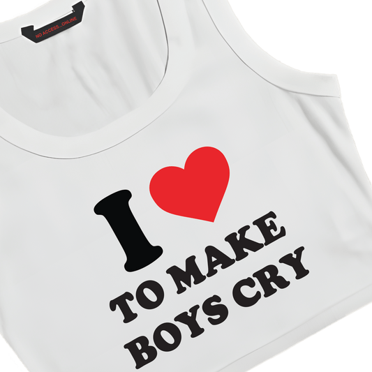 I LOVE TO MAKE BOYS CRY WHITE TINY TANK
