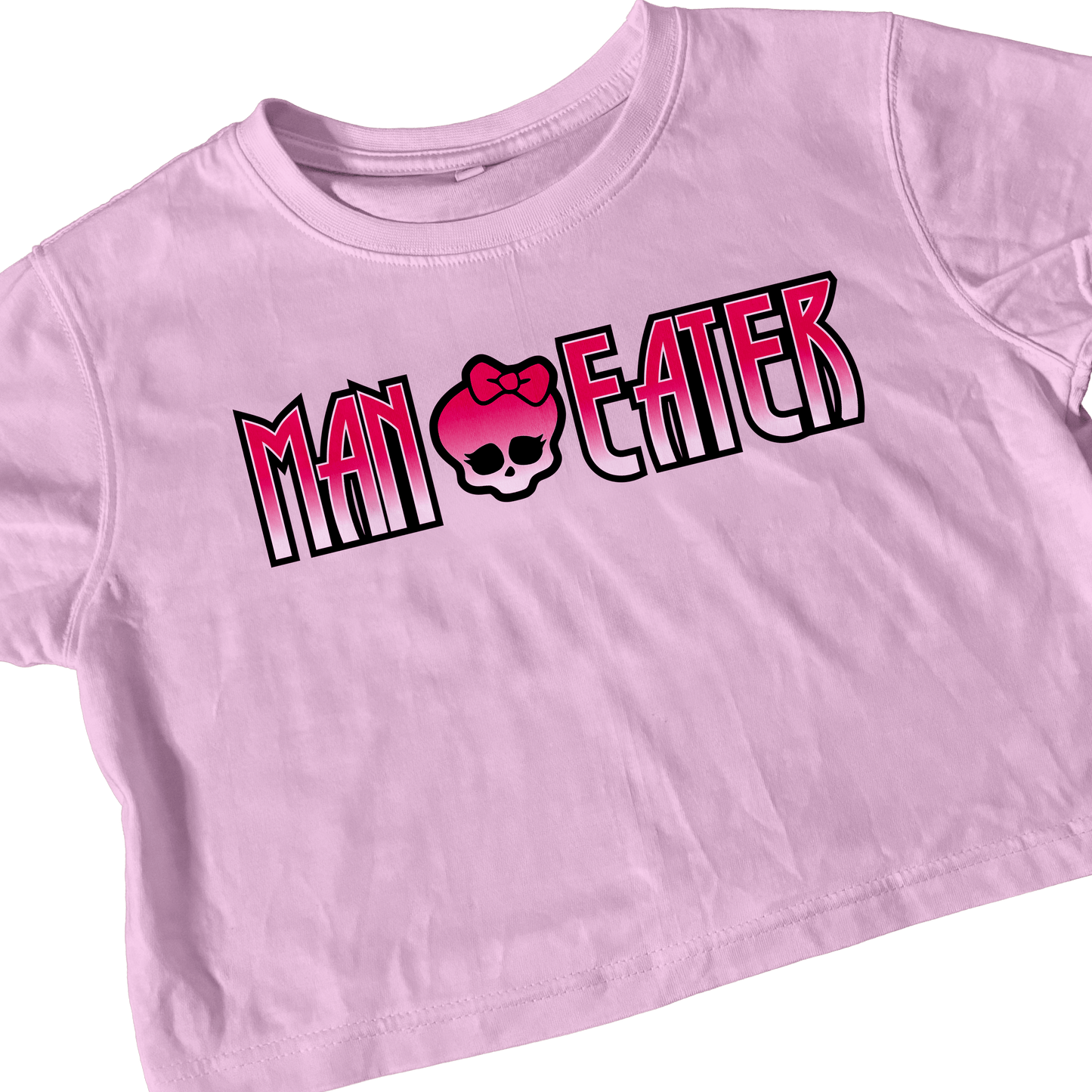 MANEATER PINK CROP TEE