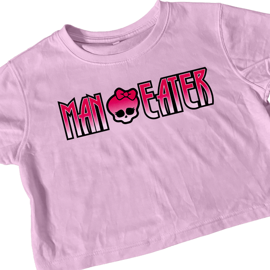 MANEATER PINK CROP TEE