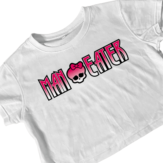 MANEATER WHITE CROP TEE