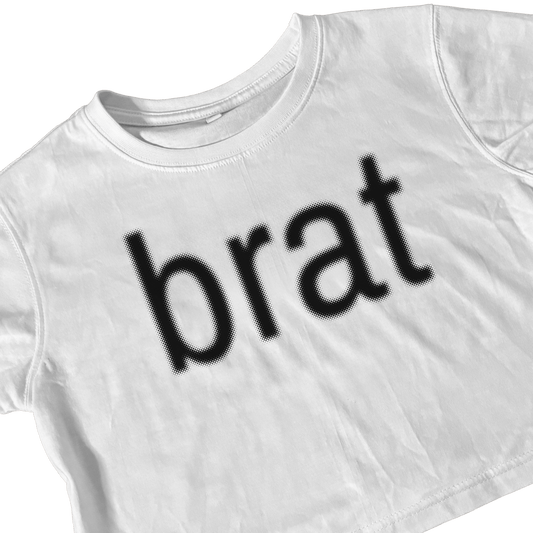 BRAT HALFTONE WHITE CROP TEE