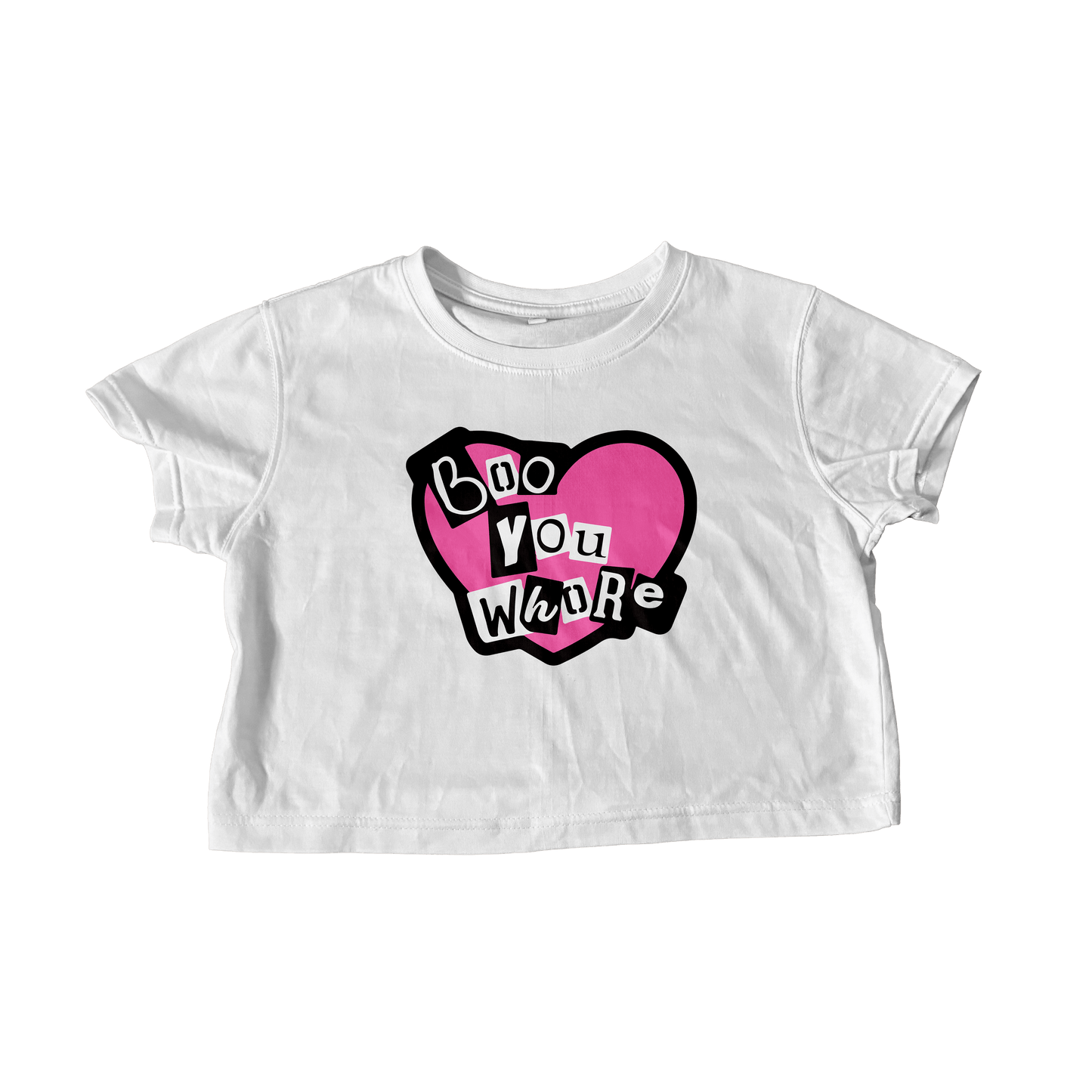 BOO YOU WHORE WHITE CROP TEE
