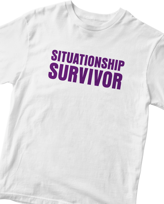 SITUATIONSHIP SURVIVOR WHITE BABY TEE