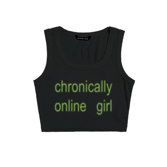 CHRONICALLY ONLINE GIRL BLACK TINY TANK