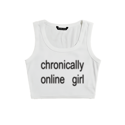 CHRONICALLY ONLINE GIRL WHITE TINY TANK