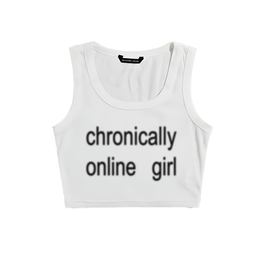 CHRONICALLY ONLINE GIRL WHITE TINY TANK