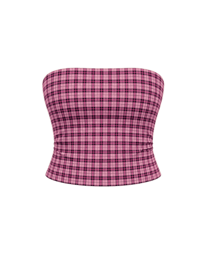 SIGNATURE PLAID PINK TUBE TOP