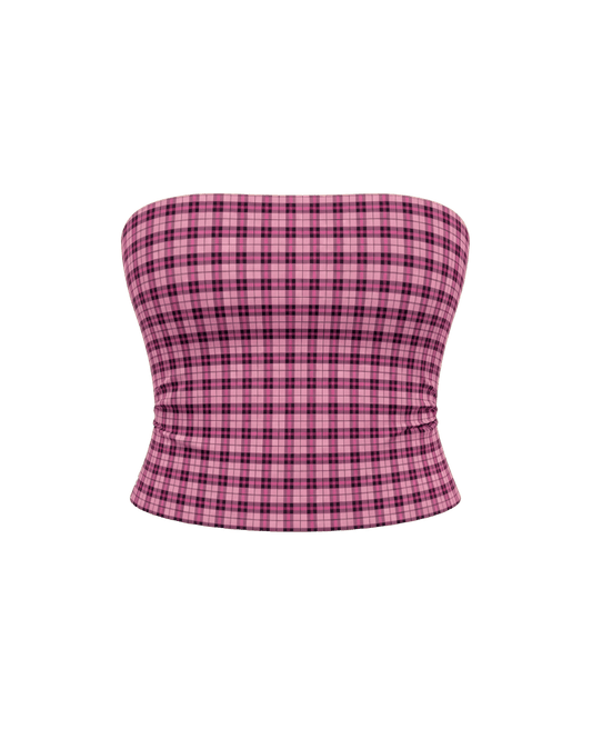 SIGNATURE PLAID PINK TUBE TOP