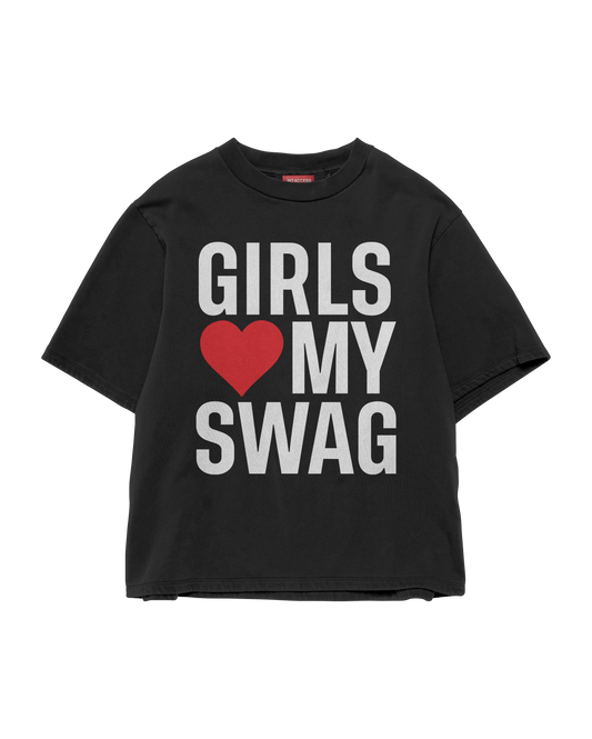 GIRLS LUV MY SWAG BLACK T-SHIRT