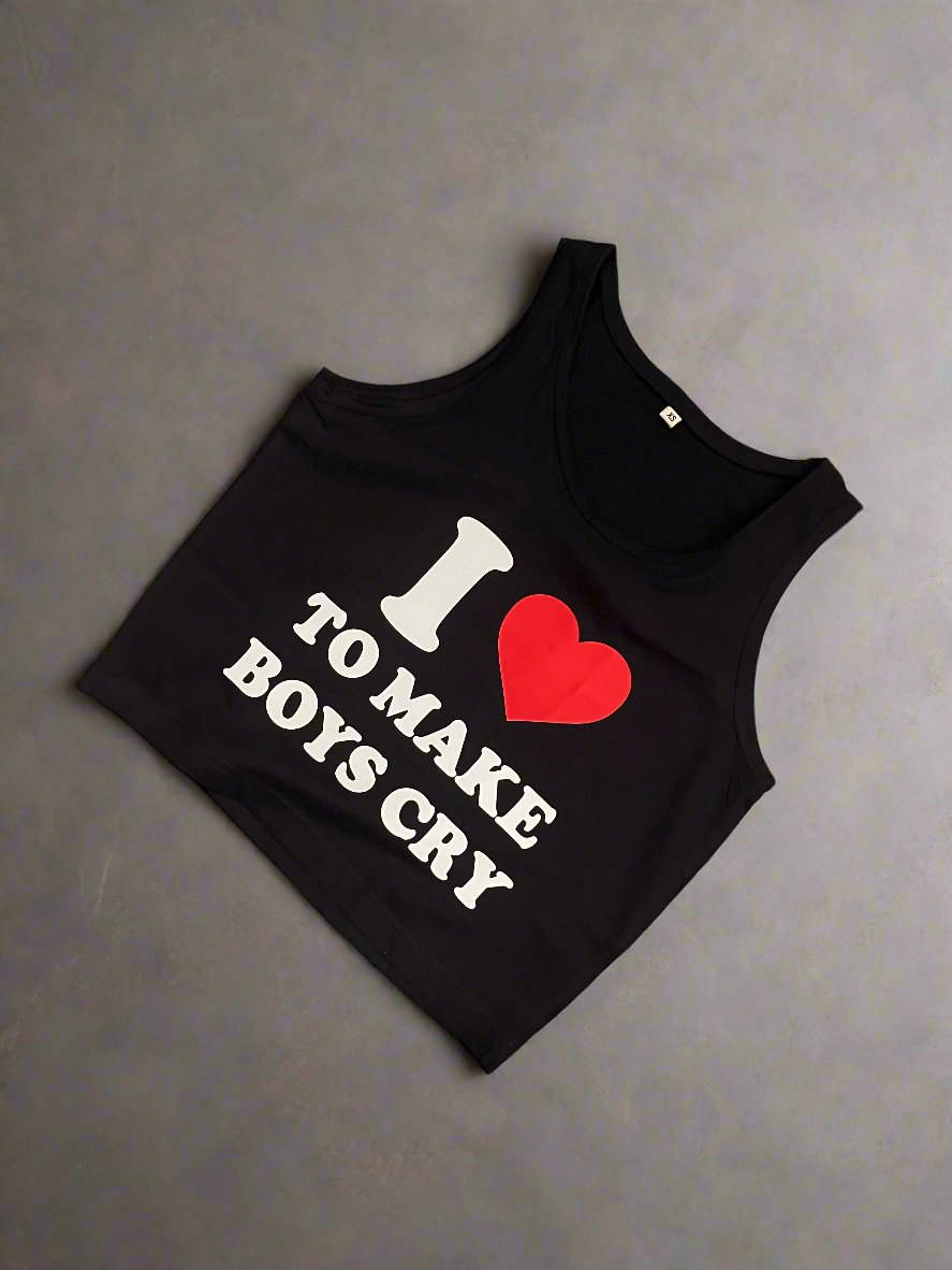 I LOVE TO MAKE BOYS CRY BLACK TINY TANK