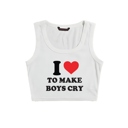 I LOVE TO MAKE BOYS CRY WHITE TINY TANK