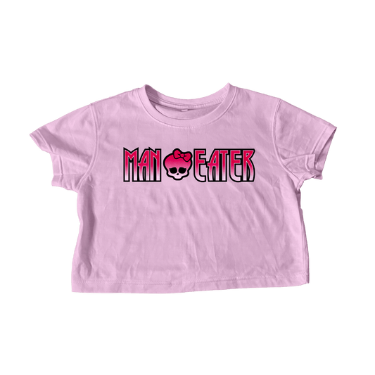 MANEATER PINK CROP TEE