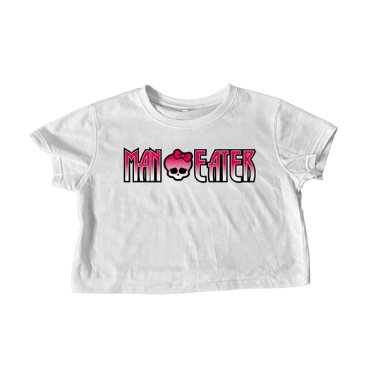 MANEATER WHITE CROP TEE