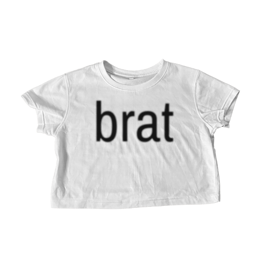 BRAT HALFTONE WHITE CROP TEE