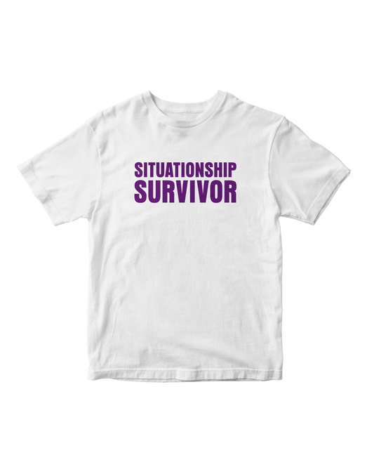 SITUATIONSHIP SURVIVOR WHITE BABY TEE